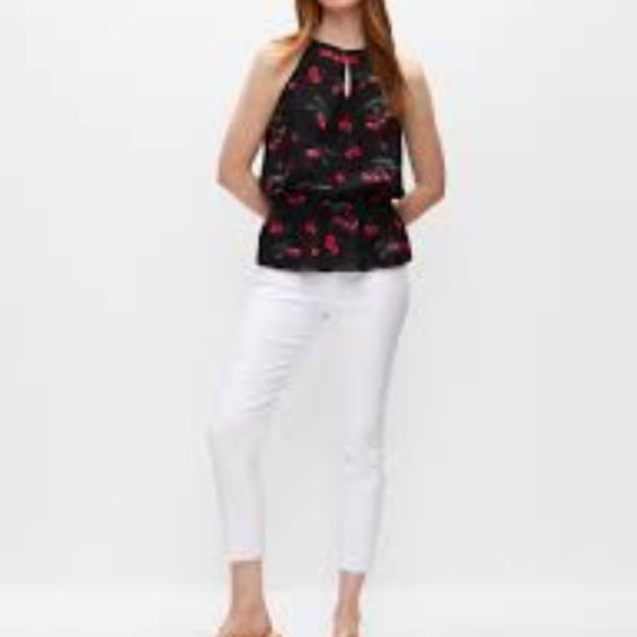 MELANIE LYNE: Cherry Print Keyhole Halter Top - black - Picture 4 of 6